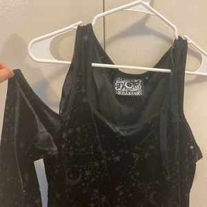 Killstar constellation cold shoulder velvet skater dress